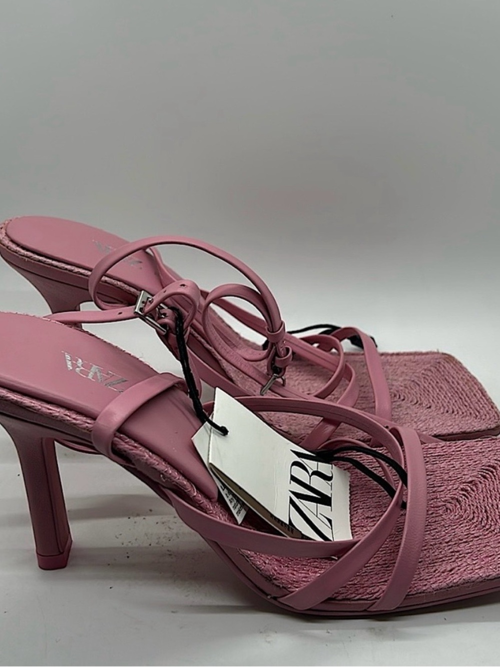 Zara Rose Pink Strappy Mid-Heel Sandals